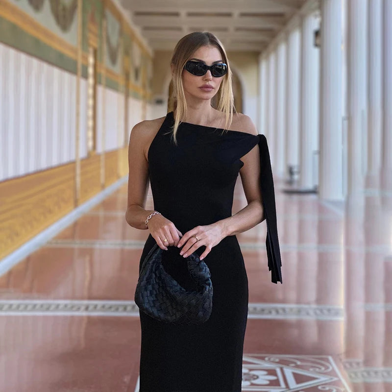 Sexy Solid O-Neck Sleeveless Dress