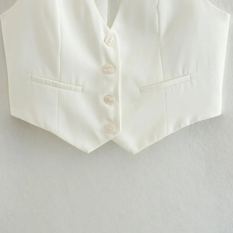 Short Women Vest Top V-Neck Sleeveless