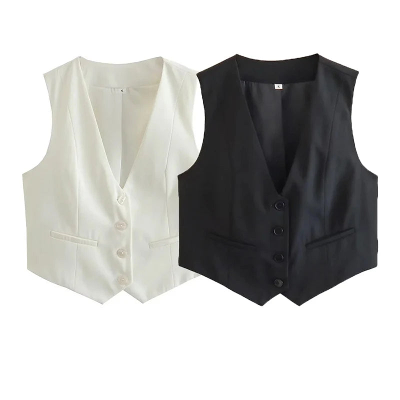 Short Women Vest Top V-Neck Sleeveless