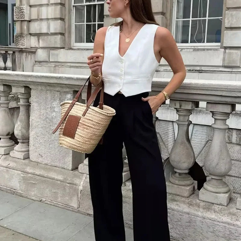 Short Women Vest Top V-Neck Sleeveless