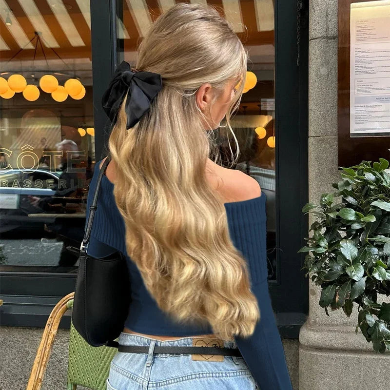Elegant Off Shoulder Ribbed Crop Top